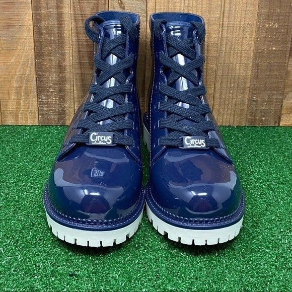Circus Sam Edelman Blue Rubber Combat Rain Boot Women's SZ 9 - Picture 2 of 12